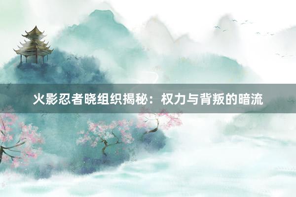 火影忍者晓组织揭秘：权力与背叛的暗流