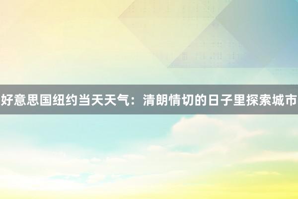 好意思国纽约当天天气：清朗情切的日子里探索城市